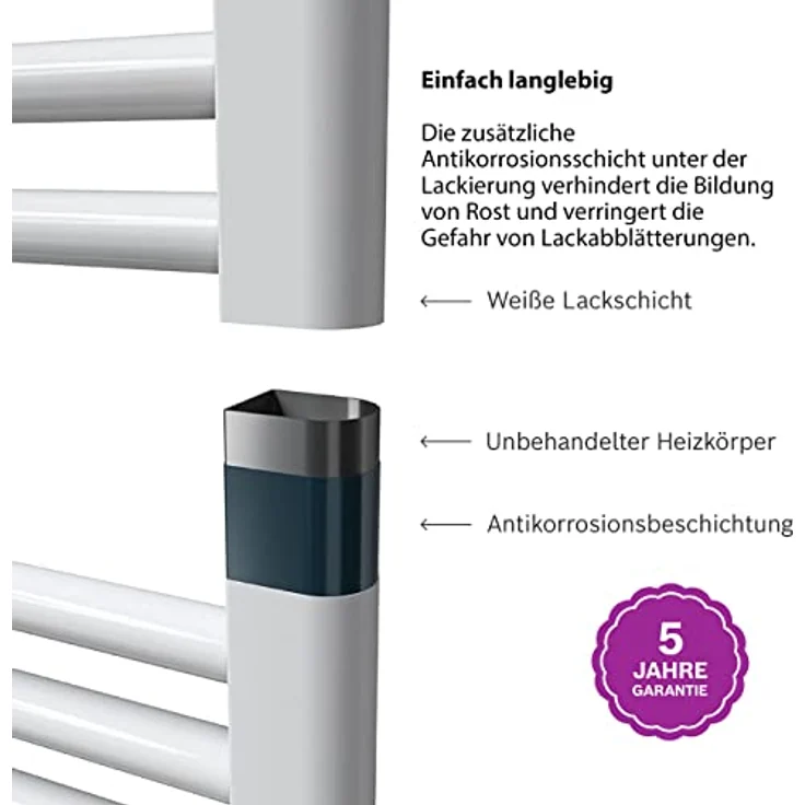 Bosch Thermotechnik elektrischer Badheizkörper Heat Radiator 4500, Maße 1703x500 mm, 900 Watt, mit Handtuchhalterung und integriertem Temperaturregler, weiß – Bild 3