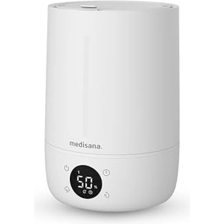 Medisana AH 663 Luftbefeuchter mit Hygrometer und Ultraschall-Technologie, elektrischer Lufterfrischer mit LED-Anzeige, Timer und Schlafmodus, Diffuser für Büro, Schlafzimmer, Wohnzimmer, Kinderzimmer – Bild 1