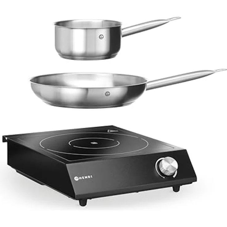 Hendi Induktionskocher Set, 3500W mit Stielkasse und Kochplatte aus rostfreiem Edelstahl, Schwarz – Bild 5