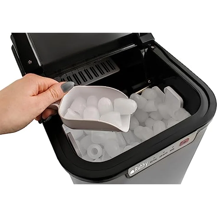 Ruhhy Eismaschine Eiswürfelmaschine - Professionelle Eismaschine 12 kg/Tag, LED-Anzeige, transparente Abdeckung - Weiß – Bild 5