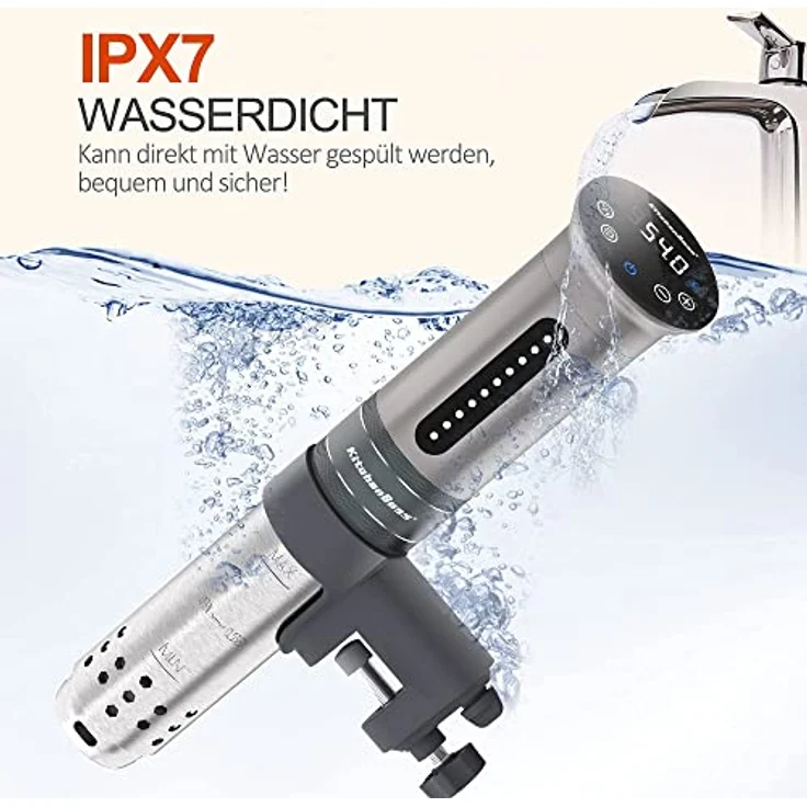 KitchenBoss KG310SDE Sous-Vide Garer, 1100 Watt, 15 Liter Fassungsvermögen, silber, Edelstahl – Bild 5