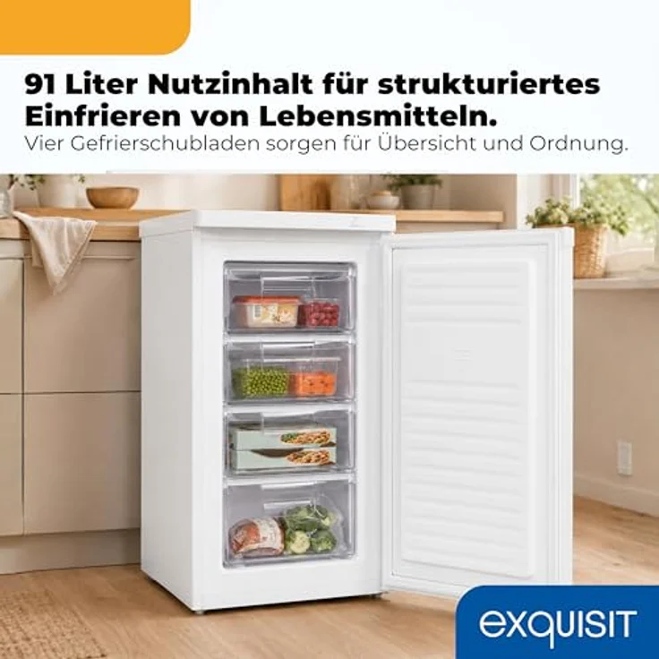 Exquisit GS512-040E Gefrierschrank, freistehend, weiß, Energieklasse E – Bild 6