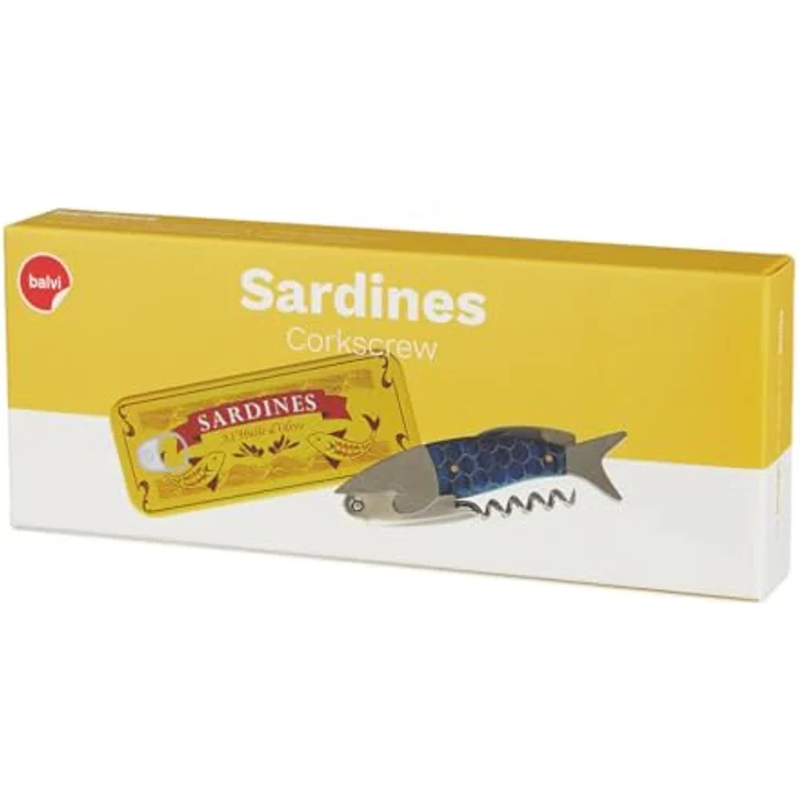 Balvi Korkenzieher Sardines Blau, Flaschenöffner in Metallschachtel aus Blech – Bild 5