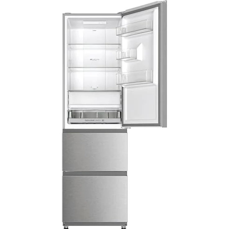 Haier HTR3518ENMX, Freistehende Kühl-Gefrierkombination mit 303 l Gesamtvolumen, Edelstahl – Bild 2