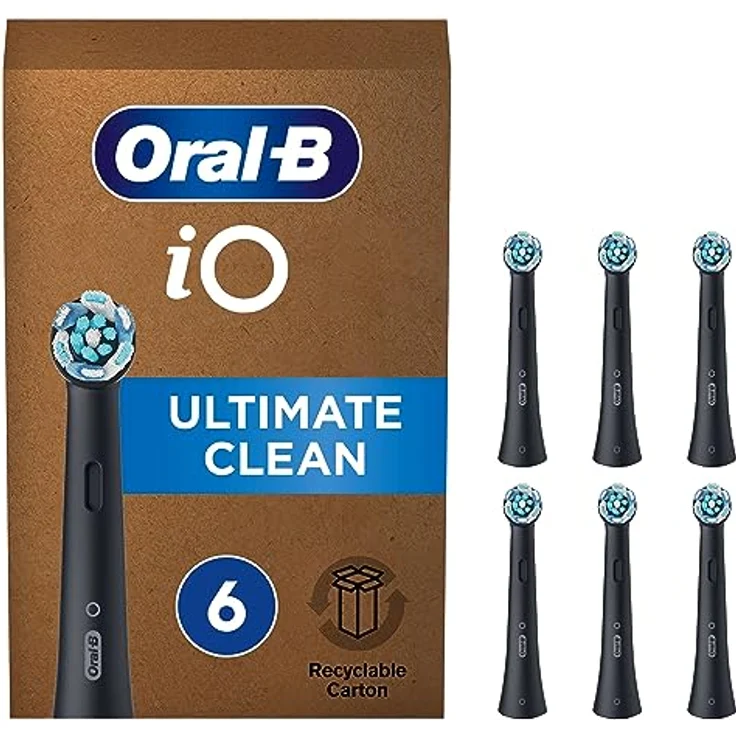 Oral-B iO Ultimative Reinigung Aufsteckbürsten für elektrische Zahnbürste, 6 Stück, ultimative Zahnreinigung, Zahnbürstenaufsatz für Oral-B Zahnbürsten, briefkastenfähige Verpackung, schwarz – Bild 1