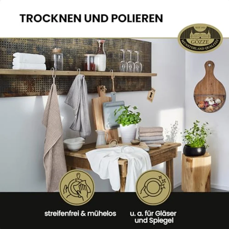 Gözze Geschirrtuch-Set, 3-teilig, Mikrofaser-Poliertuch, 50 x 70 cm - Royalblau – Bild 2
