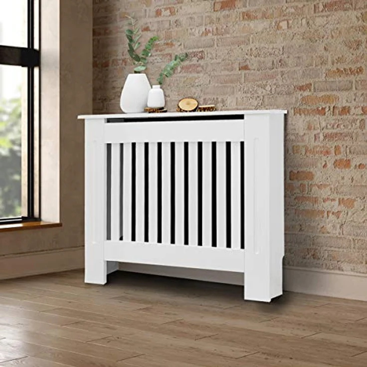 ECD Germany Heizkörperverkleidung Landhausstil, 78x19x82 cm, weiß lackiert aus MDF mit einfacher Montage und stilvollem Design – Bild 1