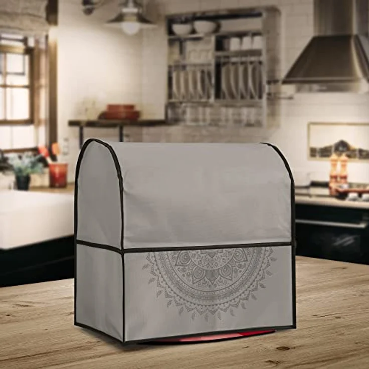kwmobile Hülle kompatibel mit KitchenAid 4,3-4,8 liter - mit 3 Fächern - Küchenmaschine Staubschutz Abdeckhaube in Grau Indische Sonne – Bild 2
