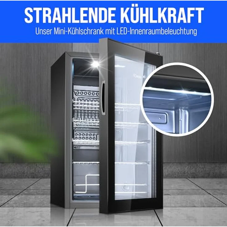 BOMANN Getränkekühlschrank KSG 7287, 63 Liter, 4 Chromablagen, Doppelverglaste Tür, schwarz – Bild 5