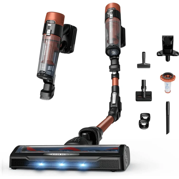 Rowenta X-Force Flex 10.80 Animal RH7A73, Beutelloser Stabstaubsauger in Orange und Kupfer, 0,6 l, für trockene Reinigung