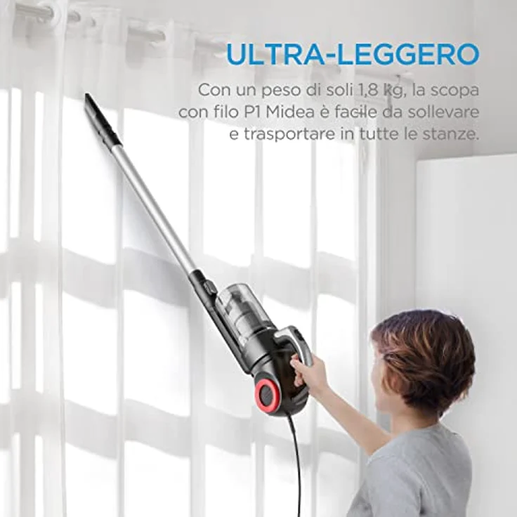Midea MCS2045BR, drahtsauger, Metall, Schwarz und rot – Bild 2