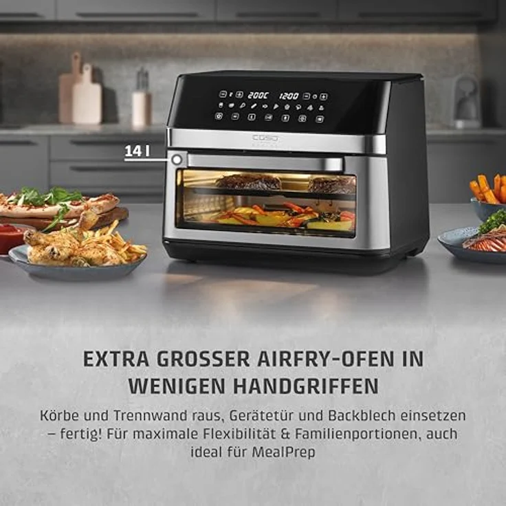 Caso Heißluftfritteuse 3186 Design AirFry DuoChef, 14 l Dual-Kammer, 2200 W, energiesparend und schnell – Bild 7