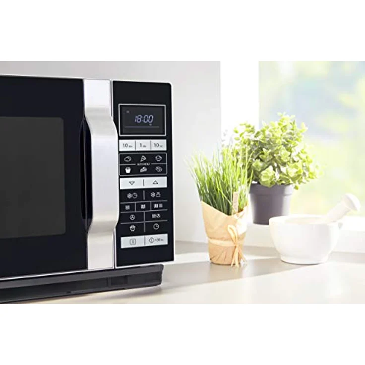 Sharp R-860S 3-in-1 Mikrowelle mit Grill und Heißluft, Standgerät, 25 Liter Garraum, 900 Watt, 49 cm, Programmautomatik, Gewicht und zeitgesteuertes Auftauen, edelstahl – Bild 6