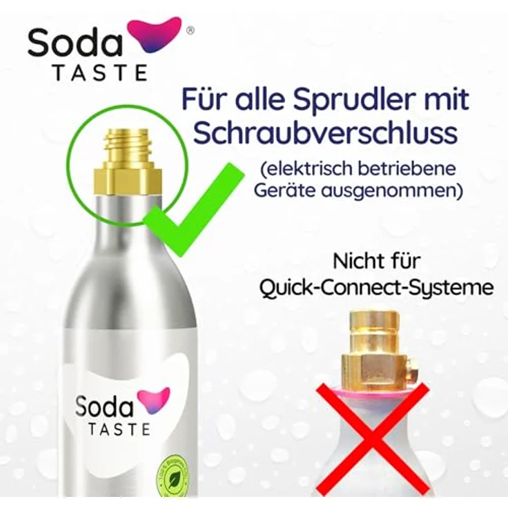 SodaTASTE CO2-Zylinder kaufen 2er-Pack (Reservezylinder) mit natürlichem Apfel-Aroma, zuckerfrei, für bis zu 120l gesprudeltes Wasser mit Geschmack – Bild 3
