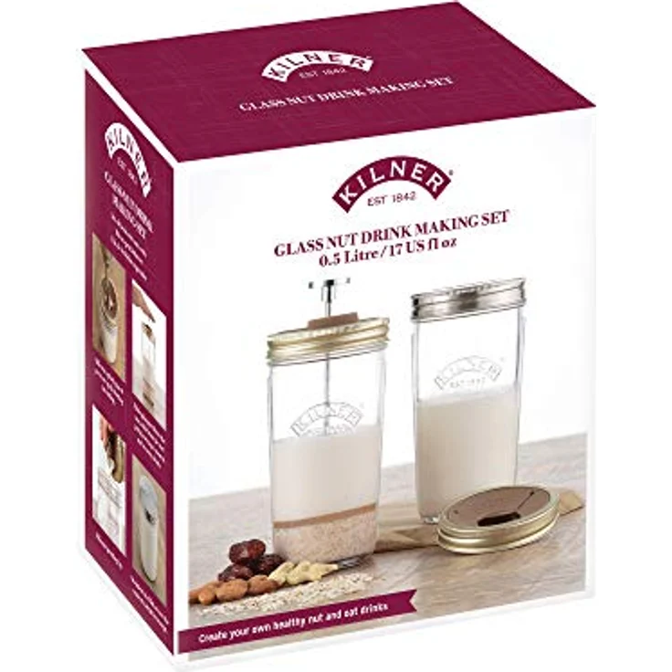 Kilner Nussmilch - Mandelmilch-Herstellungset-Set, 2 Gläser mit Zubehör und Deckel, 0,5 l – Bild 3