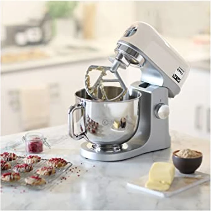 Kenwood kMix KMX750CR Küchenmaschine, 5 l Edelstahl Schüssel, Safe-Use-Sicherheitssystem, Metallgehäuse, 1000 Watt, inkl. 3-Teiligem Patisserie-Set und Spritzschutz, creme, Serie: kMix – Bild 3