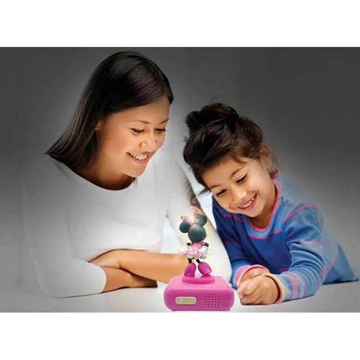 Lexibook Disney Minnie Nachtwecker mit LCD-Bildschirm, Hintergrundbeleuchtung, 6 Klängen, Schlummerfunktion, pink, RL800MN – Bild 5