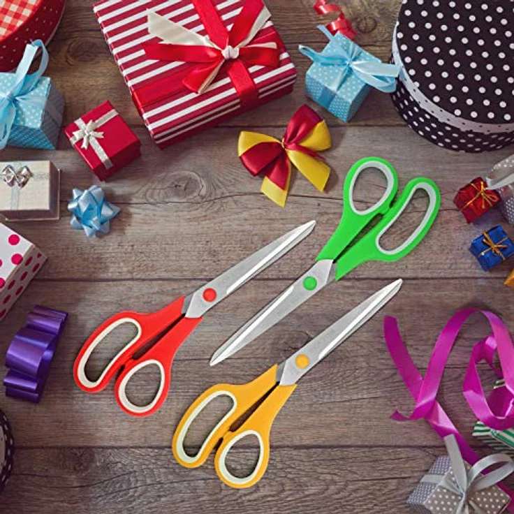 Belle Vous 12er Pack Haushaltsschere Set - 21cm Gesamtlänge - Scharfe Haushaltsschere Edelstahl - Weiche Komfortgriffe - Bastelschere Schule, Büro und Zuhause - Mehrzweck-Bastelschere Bunt – Bild 5