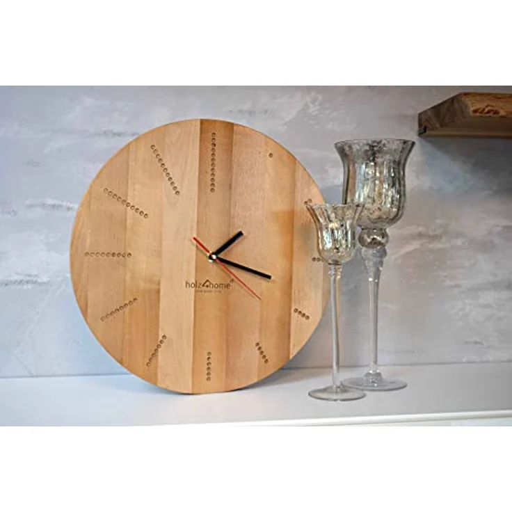 holz4home Wanduhr „Dots Round“ Aus Massiver Eiche | Handgefertigtes Unikat Ø 39cm - 2cm Tiefe | Vintage Stil – Bild 5