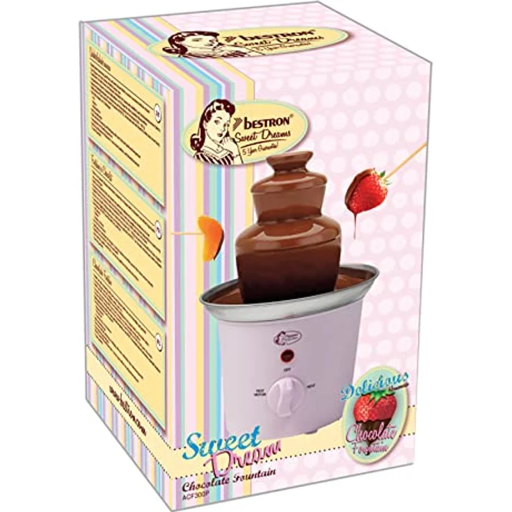 Bestron Schokoladenbrunnen mit 3 Etagen, kleiner Schokobrunnen mit Warmhaltefunktion, 60 Watt, Farbe: Rosa – Bild 5