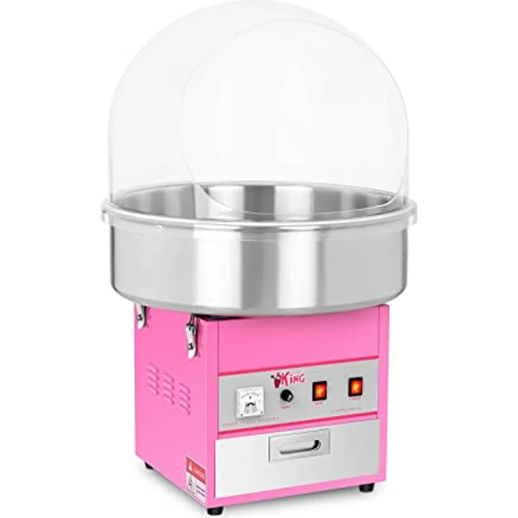 Royal Catering RCZK-1200E Zuckerwattemaschine Cotton Candy Machine mit Abdeckhaube Spuckschutz (Ø 52 cm, 1.200 W, 1 Einheit / 60 s, inkl. Zubehör) Pink – Bild 1
