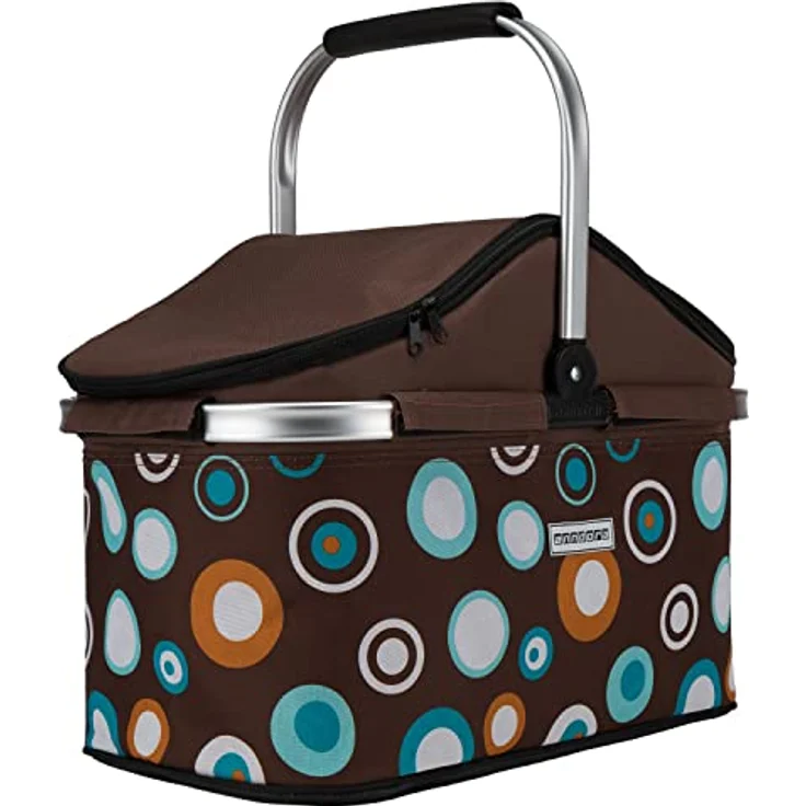 anndora Einkaufskorb, Isolierkorb, Picknick Kühlkorb, 25L, braun, hellblau  – Bild 2