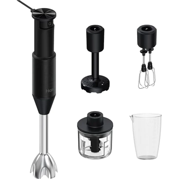 Haier I-Master 5 Serie Immersionsmixer, Stabmixer mit 3 scharfen Klingen, 2 Rührbesen und Zerkleinerer, Schwarz – Bild 1