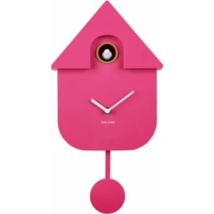 Karlsson Kuckucksuhr Modern Cuckoo, rechteckige Wanduhr in Rosa, Thermoplast, 8.5x21.5x41cm, ideal für Wohnzimmer und Schlafzimmer – Bild 5
