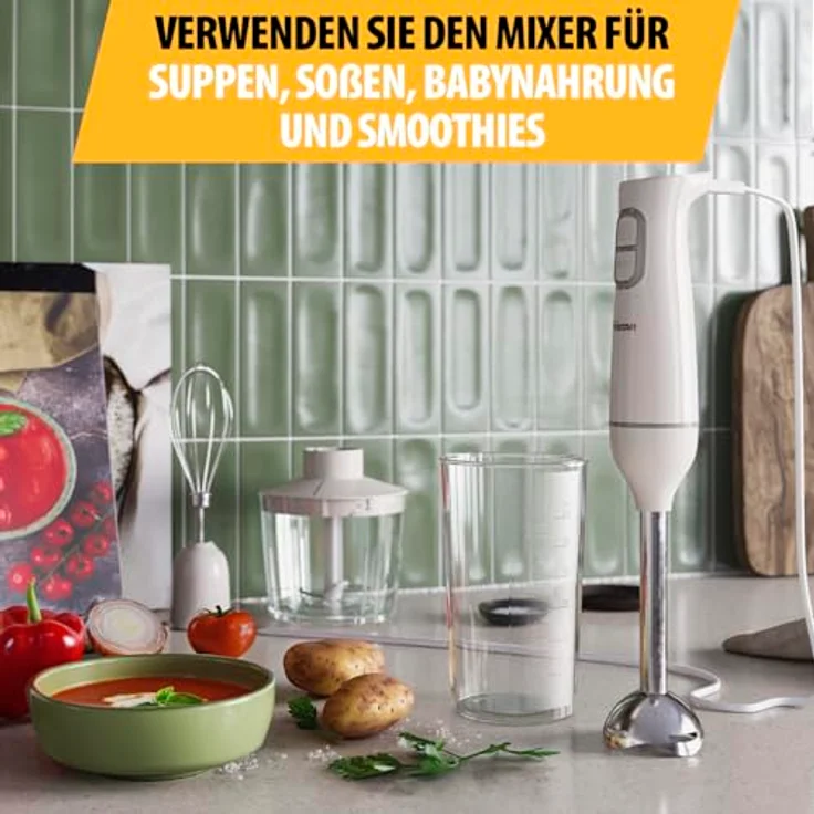 TriStar Stabmixer MX-4881 Weiß, Stabmixer-Set mit 350 Watt Leistung und praktischem 500 ml-Messbecher – Bild 4