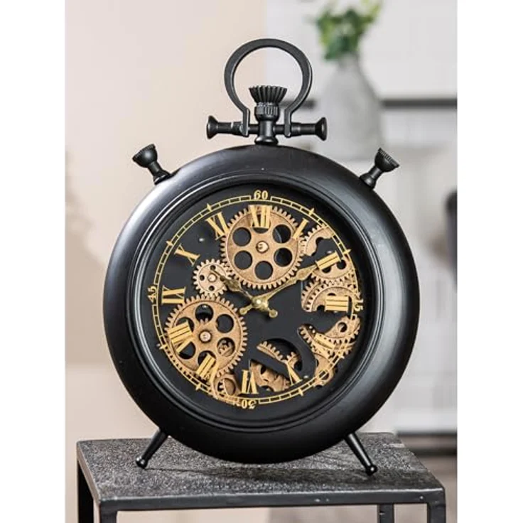 XXXL Wanduhr Torno, schwarze Metall- und Kunststoffuhr, 29x38x6 cm, mit leisem Uhrwerk – Bild 2