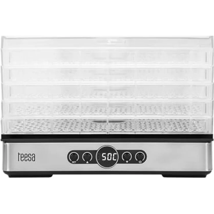 Teesa TSA3032 Pilztrockner, 400W mit 5 klaren Sieben, LCD-Display und Temperaturregelung 35-70°C, großer 1,7 kg Behälter – Bild 2