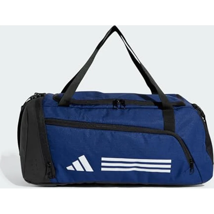 adidas Sportswear TR DUFFLE S, Sporttasche in Dunkelblau/Weiß mit verstellbarem Schulterriemen und strapazierfähigem Boden, 50% recycelte Materialien – Bild 5