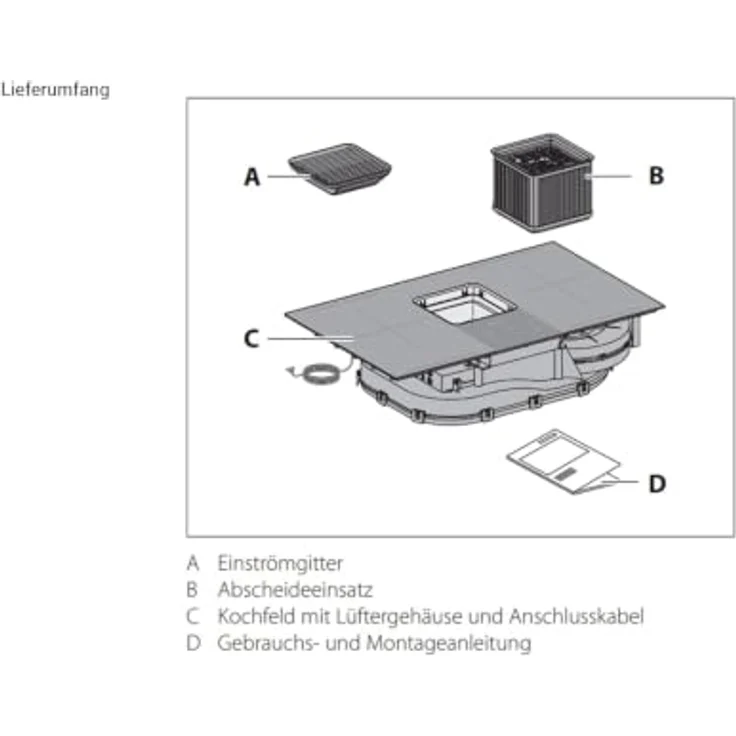 Berbel 1100106 Downline Performance BKA 83 DLP, Induktion Kochfeldabzug flächenbündig, matt schwarz, 4 Kochzonen, Energieeffizienzklasse A+ – Bild 5
