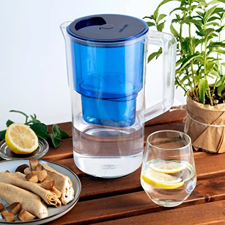 Wessper AquaClassic Basic 2.5L Wasserfilterkanne - Reduziert Kalk und Chlor, inkl. 1 Wasserfilter - weiß/Blau – Bild 5