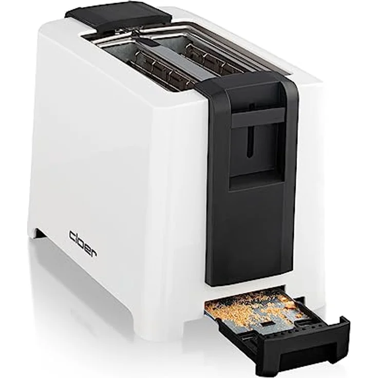 Cloer 3531 Doppelschlitztoaster, 900W, 6 Bräunungsstufen, mit Brötchenrost und Krümelschublade, weiß, schwarz – Bild 6
