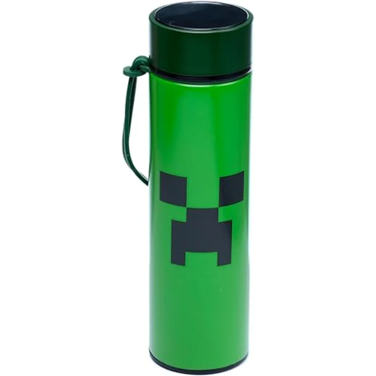 Puckator Minecraft Creeper Edelstahl Trinkflasche 450ml mit Digital Thermometer, abnehmbarem Teesieb, BPA-frei, isoliert – Bild 4