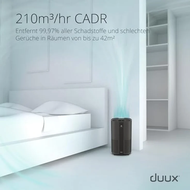 Duux Bright 2 Smart Air Purifier, Luftreiniger mit 210 CADR, Luftqualitätsanzeige und Ionisator, schwarz, für Räume bis 42 m² – Bild 5