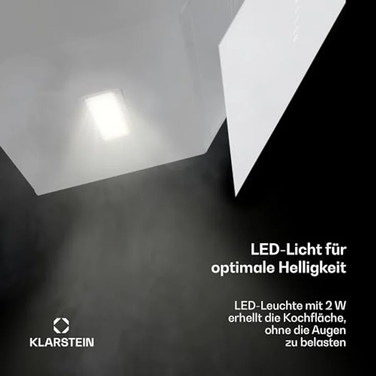 Klarstein Alina Dunstabzugshaube – 540 m³/h, Touch-Bedienfeld, LED-Beleuchtung, Energieeffizienzklasse A, 3 Leistungsstufen, Umluftbetrieb, Schwarz, Wandhaube – Bild 5