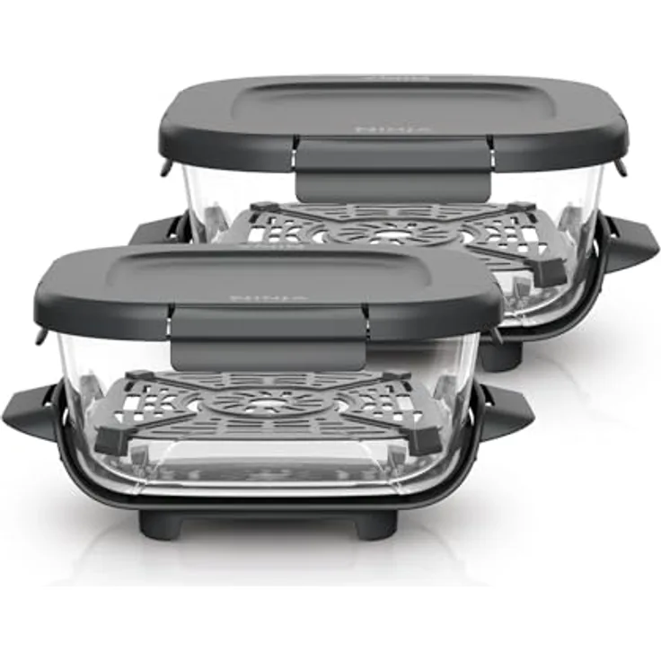 NINJA Backeinsatz CRISPi TempWare, 2er Set aus 1,4 l wärmebeständigen Glasbehältern, BPA-frei, kompatibel mit FN101