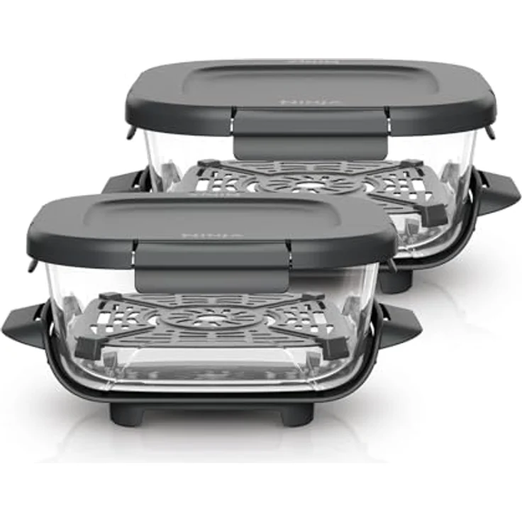 NINJA Backeinsatz CRISPi TempWare, 2er Set aus 1,4 l wärmebeständigen Glasbehältern, BPA-frei, kompatibel mit FN101 – Bild 1