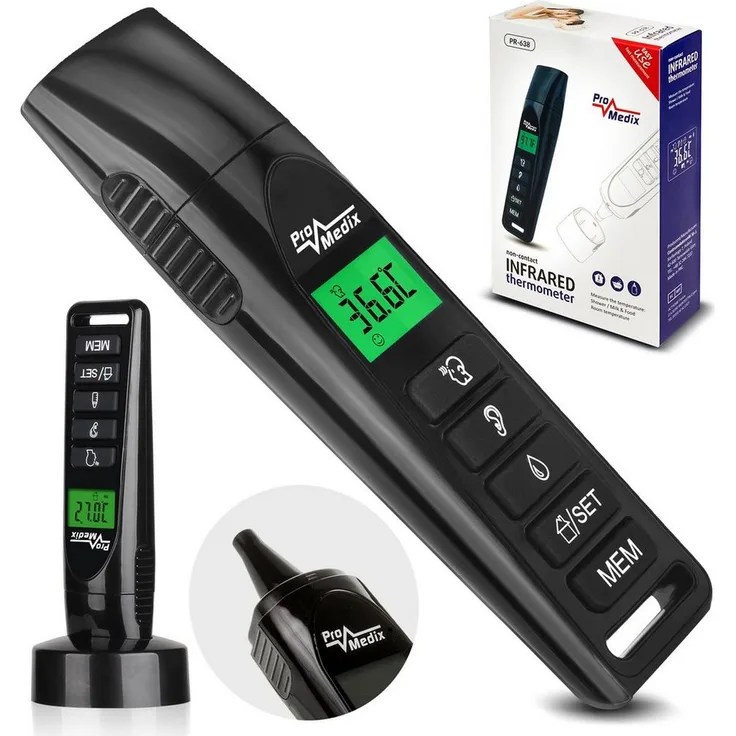 Promedix Infrarot-Fieberthermometer PR-638, berührungslose Messung, 3 Funktionen, Messbereich 0 - 100 °C