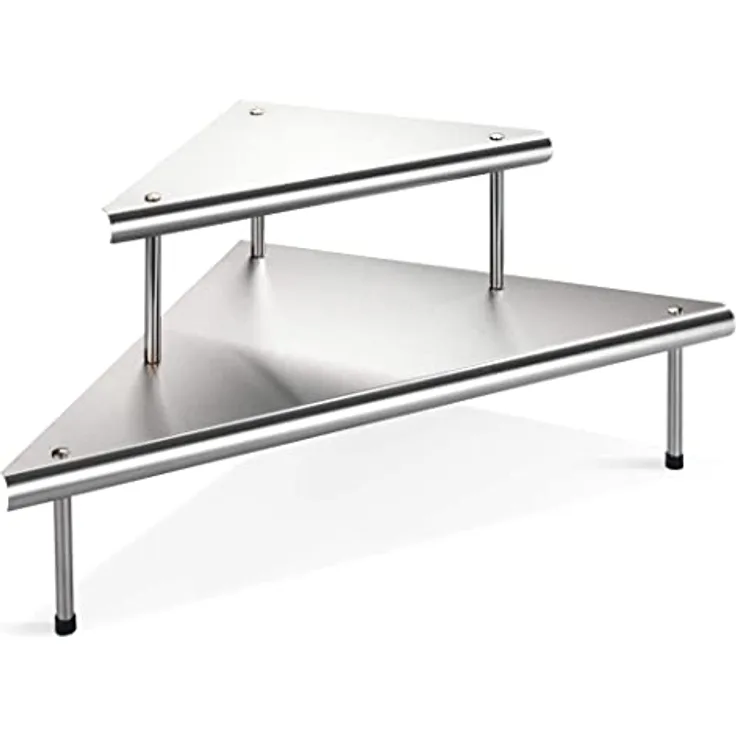Maximex Küchen-Eckregal Massivo Duo mit 2 Ablagen Edelstahl - Aus Edelstahl, Edelstahl rostfrei, 48.5 x 31 x 48.5 cm, Silber