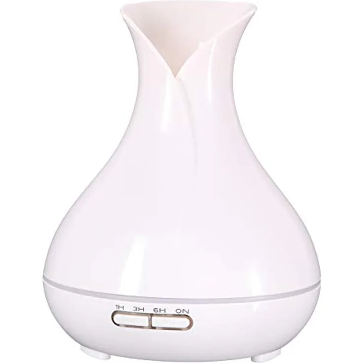 SIXTOL Vulcan Aroma Diffusor, 350ml Ultraschall-Luftbefeuchter in weißem Glanz für Aromatherapie und Luftbefeuchtung, leiser Betrieb unter 35 dB, 4 Betriebsmodi