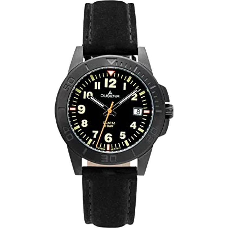 Dugena Armbanduhr für Jungen 4461061 Keno, Quarz, schwarzes Zifferblatt, Edelstahlgehäuse, Lederarmband, 5 bar – Bild 2