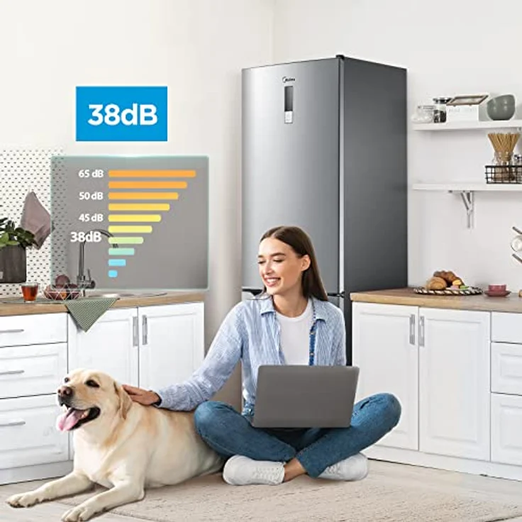Midea MDRB424FGD02 Kühl-/Gefrierkombination/188 cm Höhe/NoFrost/Elektronische Steuerung/Super-Kühlfunktion/188 kWh/Jahr/224L Kühlteil/86L Gefrierteil – Bild 5