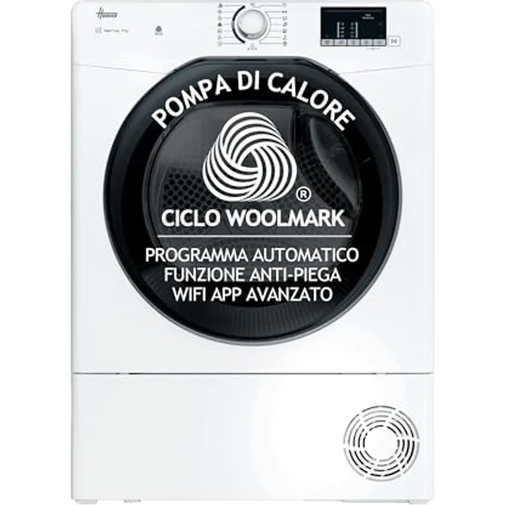 Hoover H-DRY 350 Wäschetrockner, 8 kg, Wärmepumpe, freistehend, WLAN- + BLE-Steuerung, 16 Programme, weiß - HR EH8N2DBE-S – Bild 1