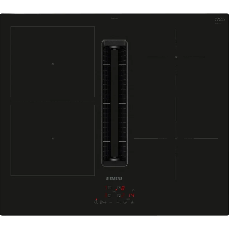 SIEMENS Kochfeld mit Dunstabzug, 60 cm, 4 Kochzonen, powerBoost-Funktion, touchControl-Steuerung, flächenbündiges Design, inkl. Clean Air Plus Geruchsfilter, Schwarz
