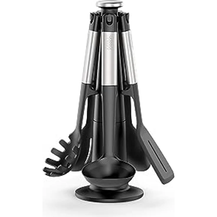 Joseph Joseph Elevate 5-teilig Silikon Küchenutensilien Set, BPA-frei, hitzebeständig, antihaftbeschichtet, beschwerte Griffe aus Edelstahl – Bild 1