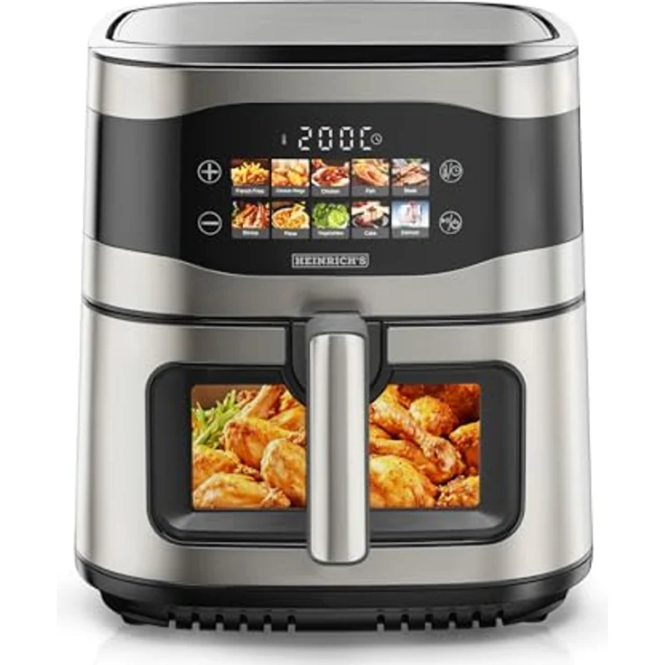 Heinrich´s Heißluftfritteuse XXL, 9 Liter, 10in1 Air Fryer, LED-Display mit Sensor-Touch, 1800W, fettfreie Zubereitung, spülmaschinenfester Korb, Timer – Bild 1