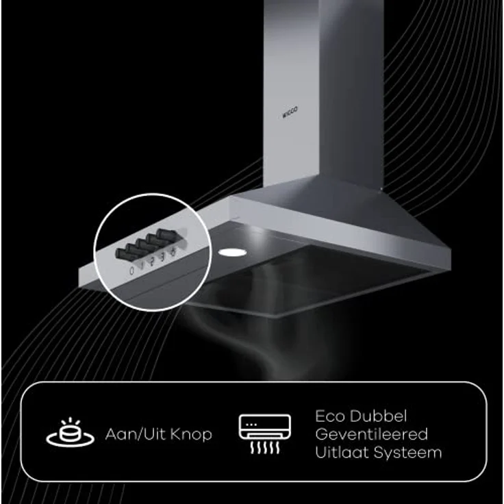 Wiggo Dunstabzugshaube 60cm I Wandhaube für Abluft oder Umluft Dunstabzug 300m³/h mit LED-Beleuchtung & 3 Leistungsstufen I Wandhaube inkl. Fettfilter & 2x Kohlefilter I Abzugshaube Inox – Bild 3
